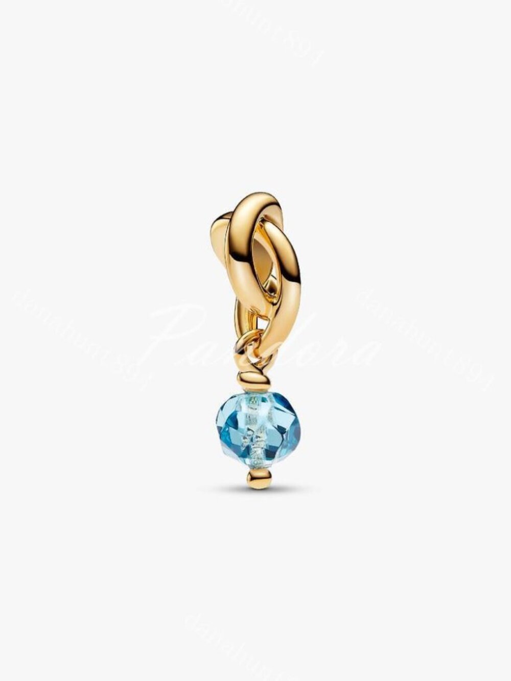 Pandora Faceted Sea Aqua Blue Eternity Circle Dangle Charm